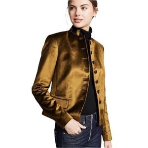 Rag & Bone Rei Olive Velvet Button Up Blazer Size 8